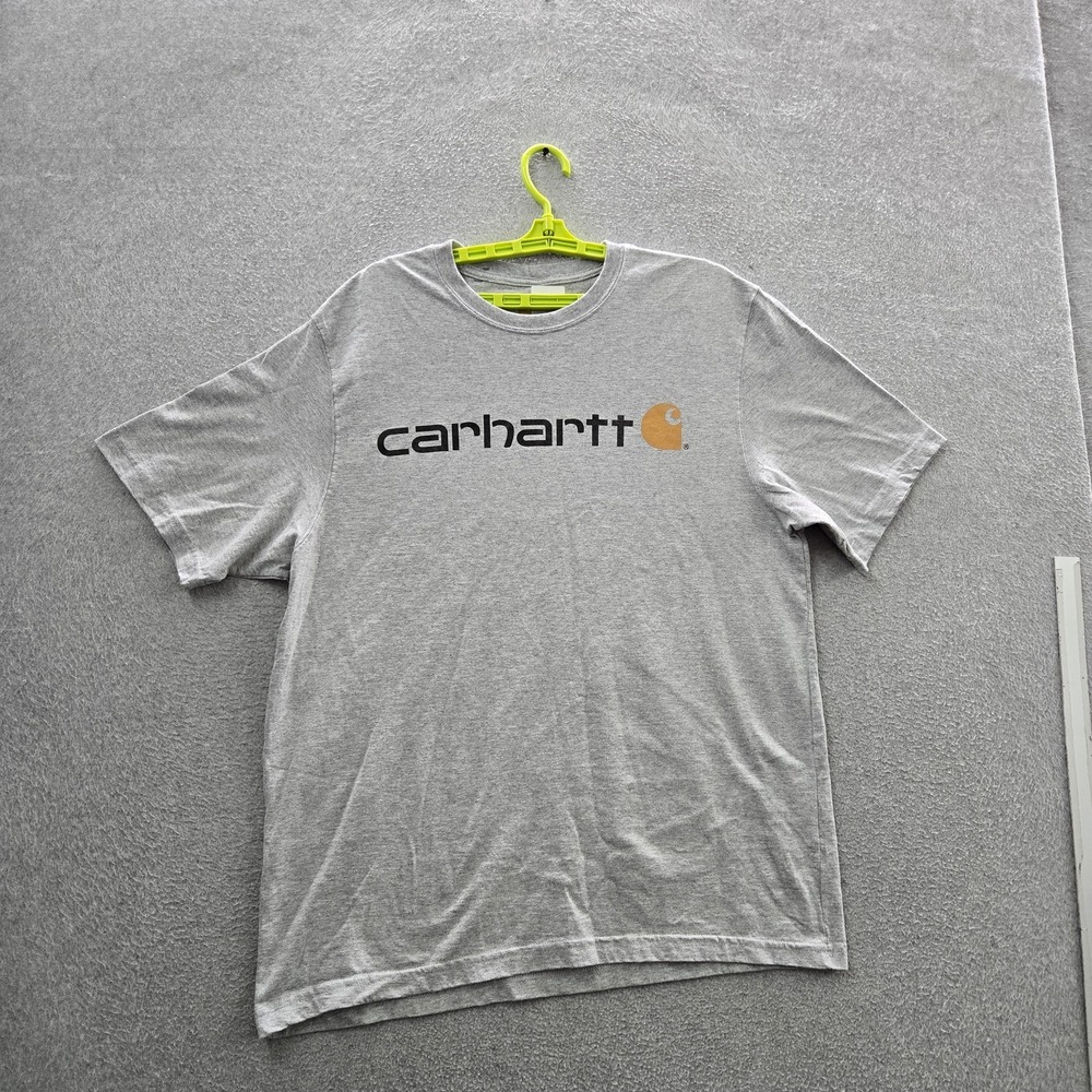 Carhartt Men Shirt L Gray K195‎ Short Sleeve Logo